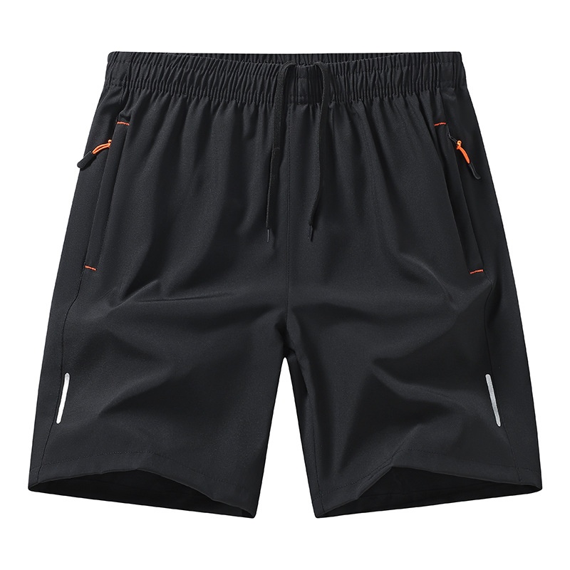 Pantalones cortos deportivos de secado rápido para hombre con bolsillos con cremallera.