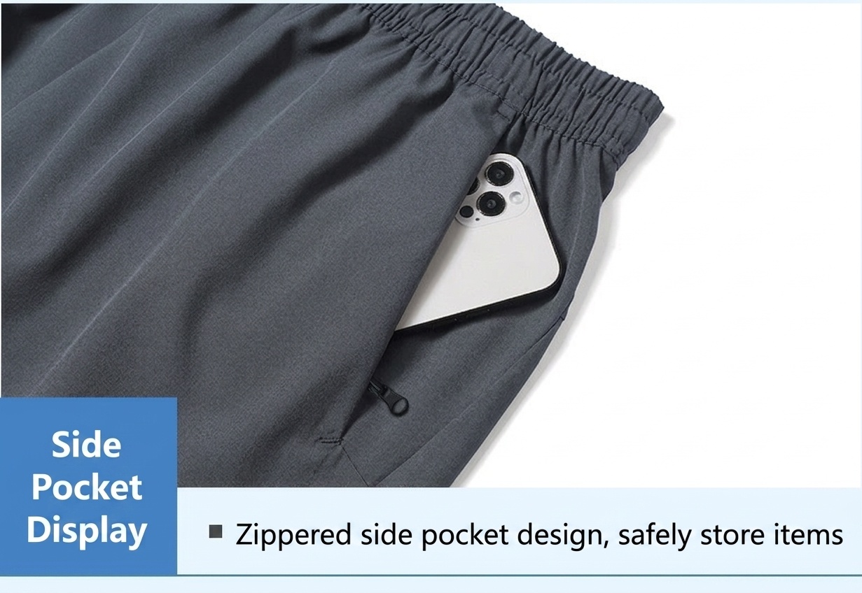 Pantalones cortos deportivos de secado rápido para hombre con bolsillos