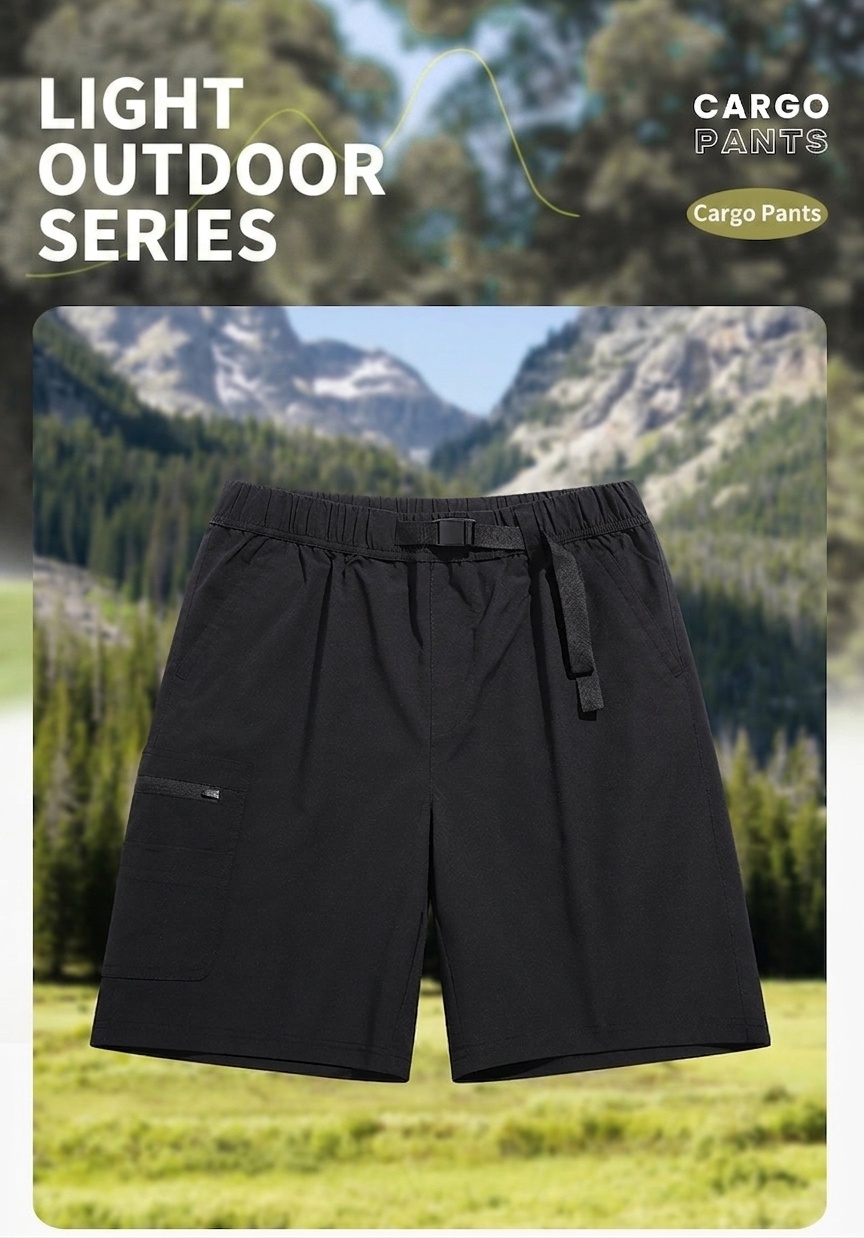 Schnelltrocknende Outdoor-Cargoshorts für Herren mit Gürtel