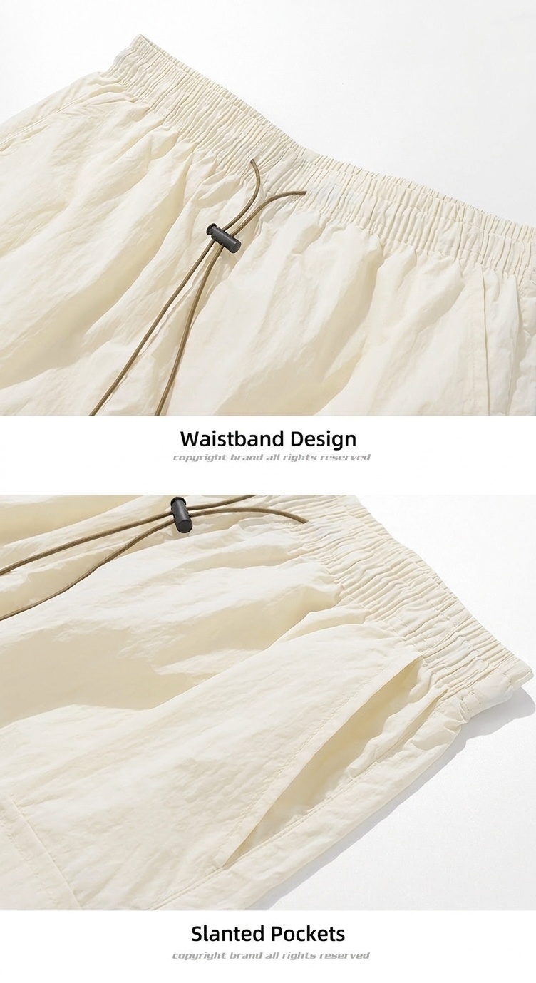 Pantalones cortos cargo ligeros para hombre con bolsillos y cordón ajustable.