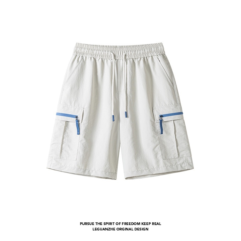 Pantalones cortos cargo informales para hombre con bolsillos con cremallera - Ropa deportiva