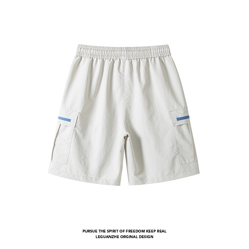 Pantalones cortos cargo informales para hombre con bolsillos con cremallera - Ropa deportiva