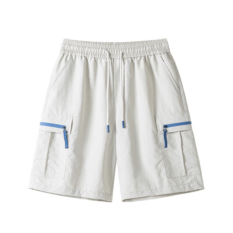 Pantalones cortos cargo informales para hombre con bolsillos con cremallera - Ropa deportiva