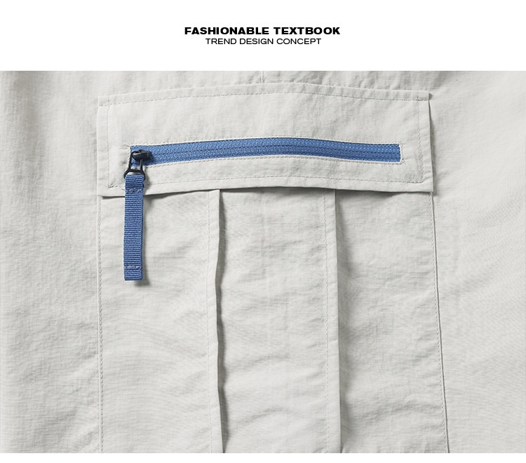 Pantalones cortos cargo informales para hombre con bolsillos con cremallera - Ropa deportiva