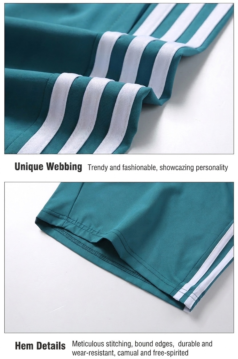 Pantalones cortos deportivos de hombre a rayas para gimnasio con bolsillos con cremallera.