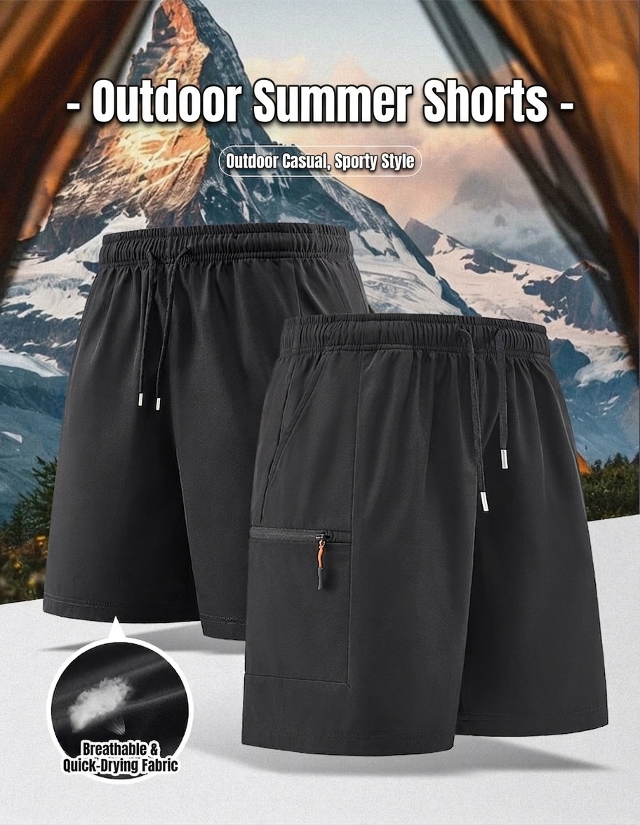 Performance-Sportshorts für Herren – schnelltrocknend & mit Reißverschlusstasche