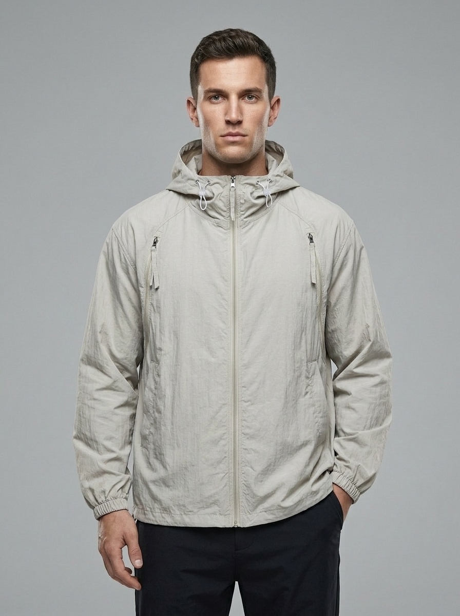 Veste unisexe légère à capuche avec traitement déperlant durable et protection solaire UPF50+