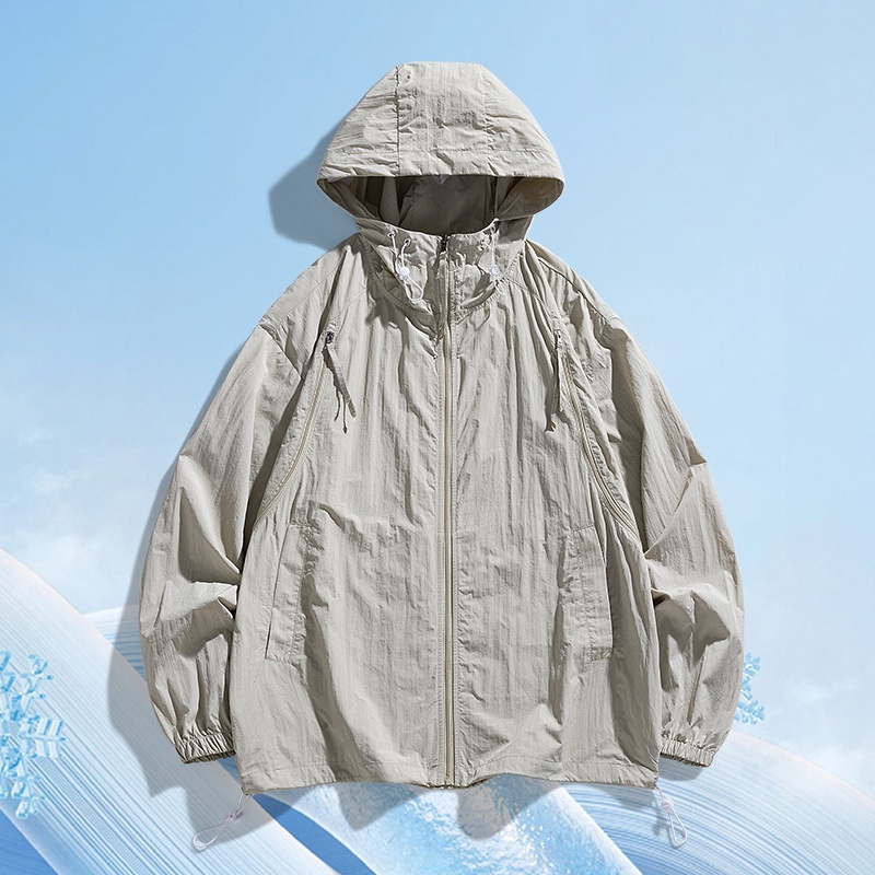 Veste unisexe légère à capuche avec traitement déperlant durable et protection solaire UPF50+
