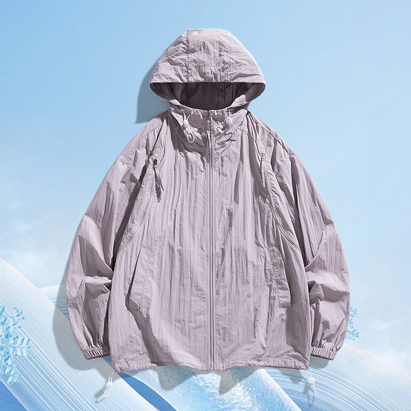 Veste unisexe légère à capuche avec traitement déperlant durable et protection solaire UPF50+