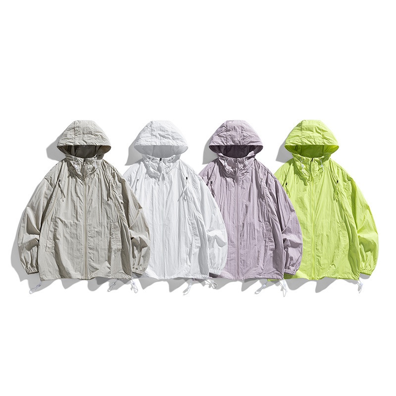 Veste unisexe légère à capuche avec traitement déperlant durable et protection solaire UPF50+
