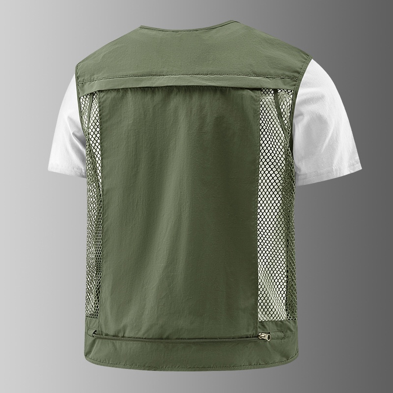 Gilet de pêche multipoches pour homme avec dos en filet