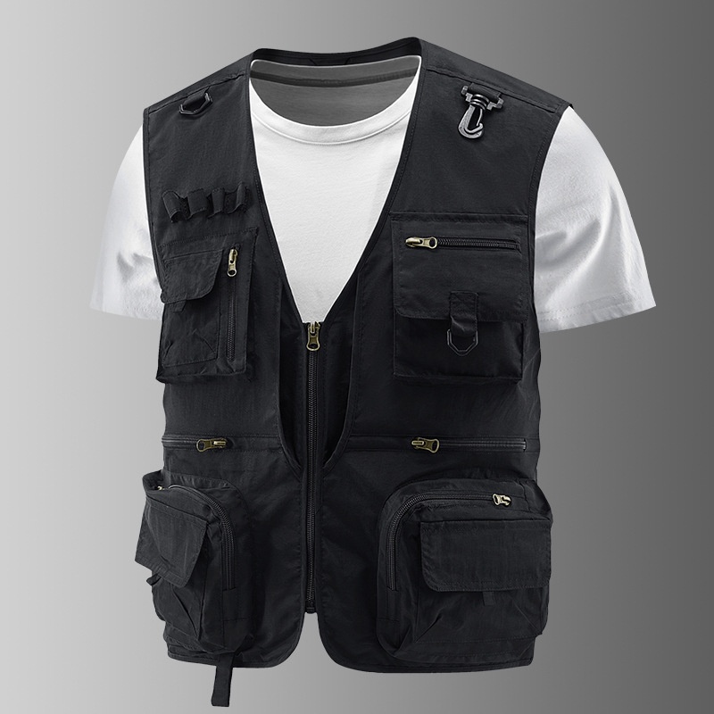 Gilet de pêche multipoches pour homme avec dos en filet