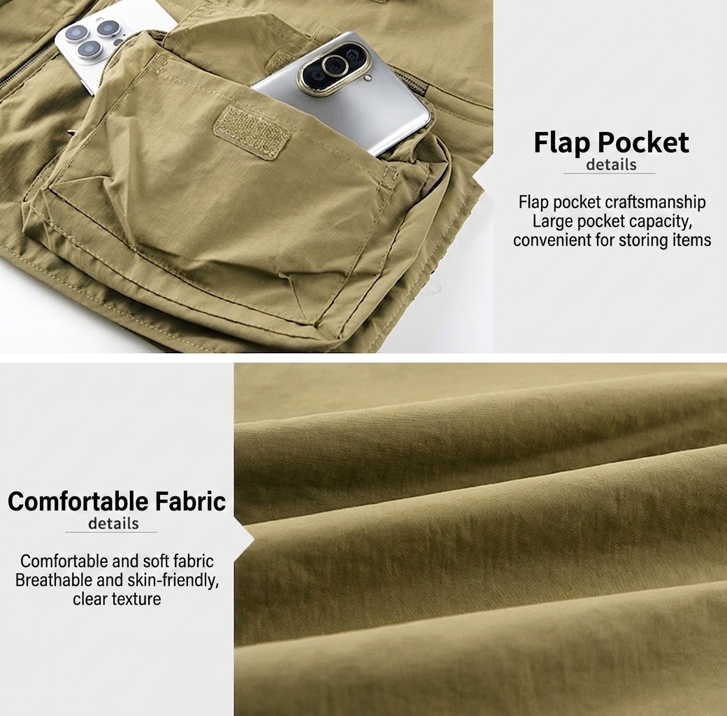Gilet de pêche multipoches pour homme avec dos en filet