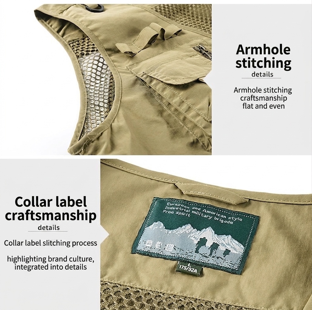 Gilet de pêche multipoches pour homme avec dos en filet