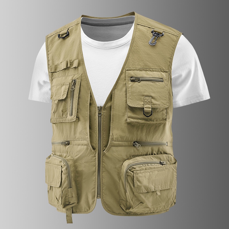 Gilet de pêche multipoches pour homme avec dos en filet