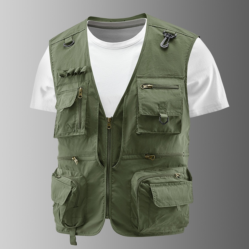 Gilet de pêche multipoches pour homme avec dos en filet