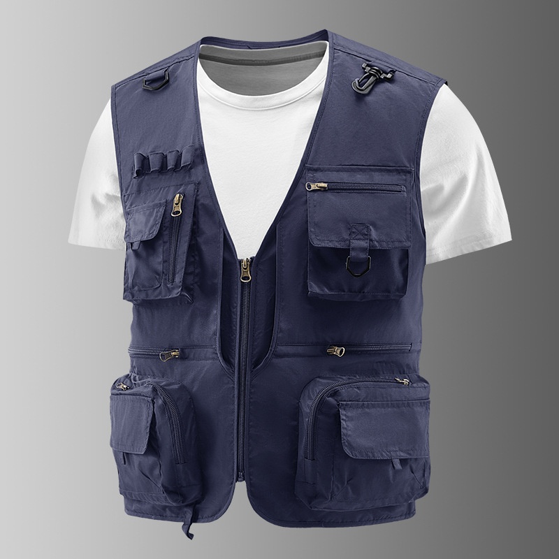 Gilet de pêche multipoches pour homme avec dos en filet