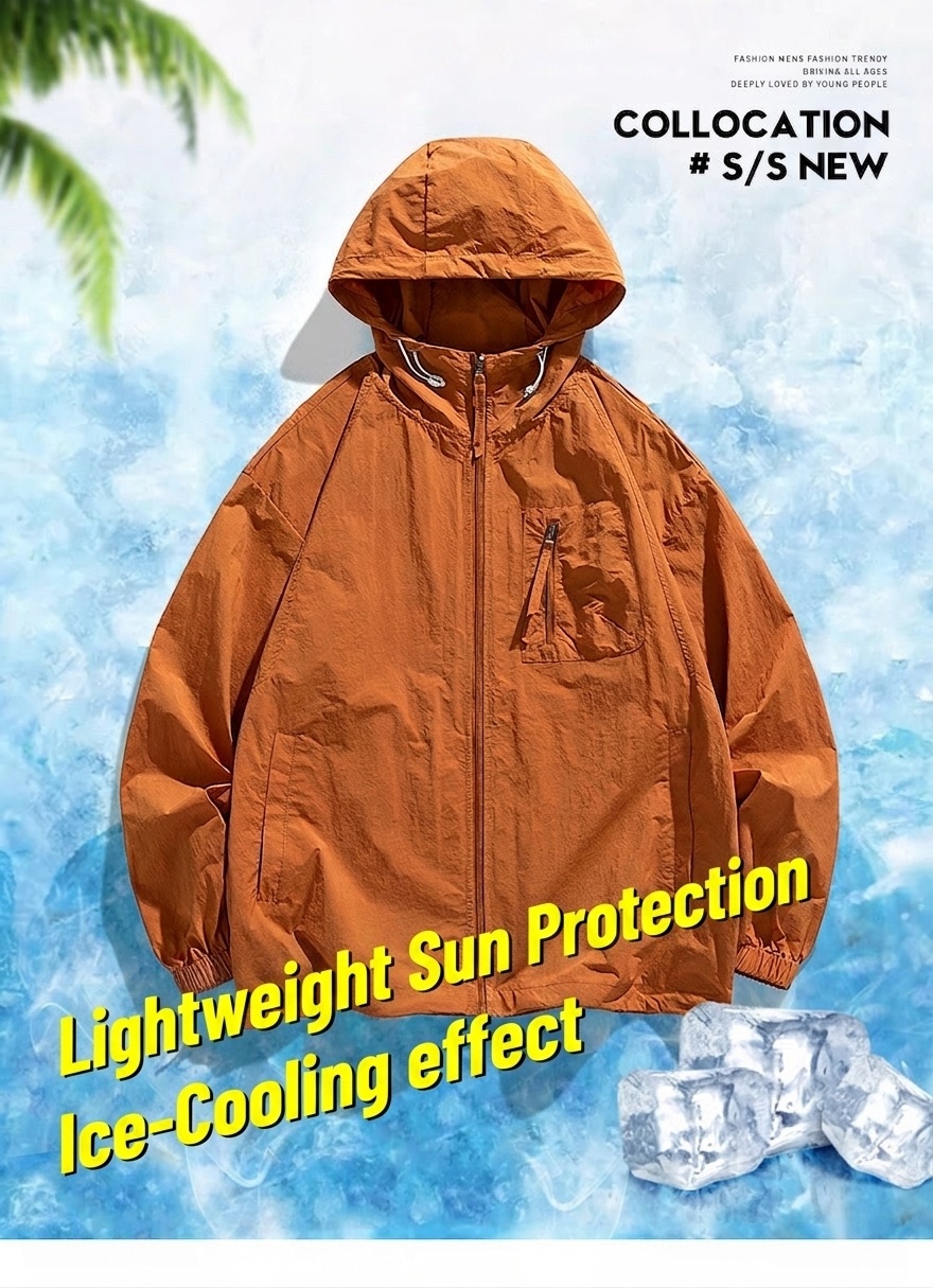 Men's Lightweight Hooded Sun Protection UPF50+ Jacket - Quick Dry