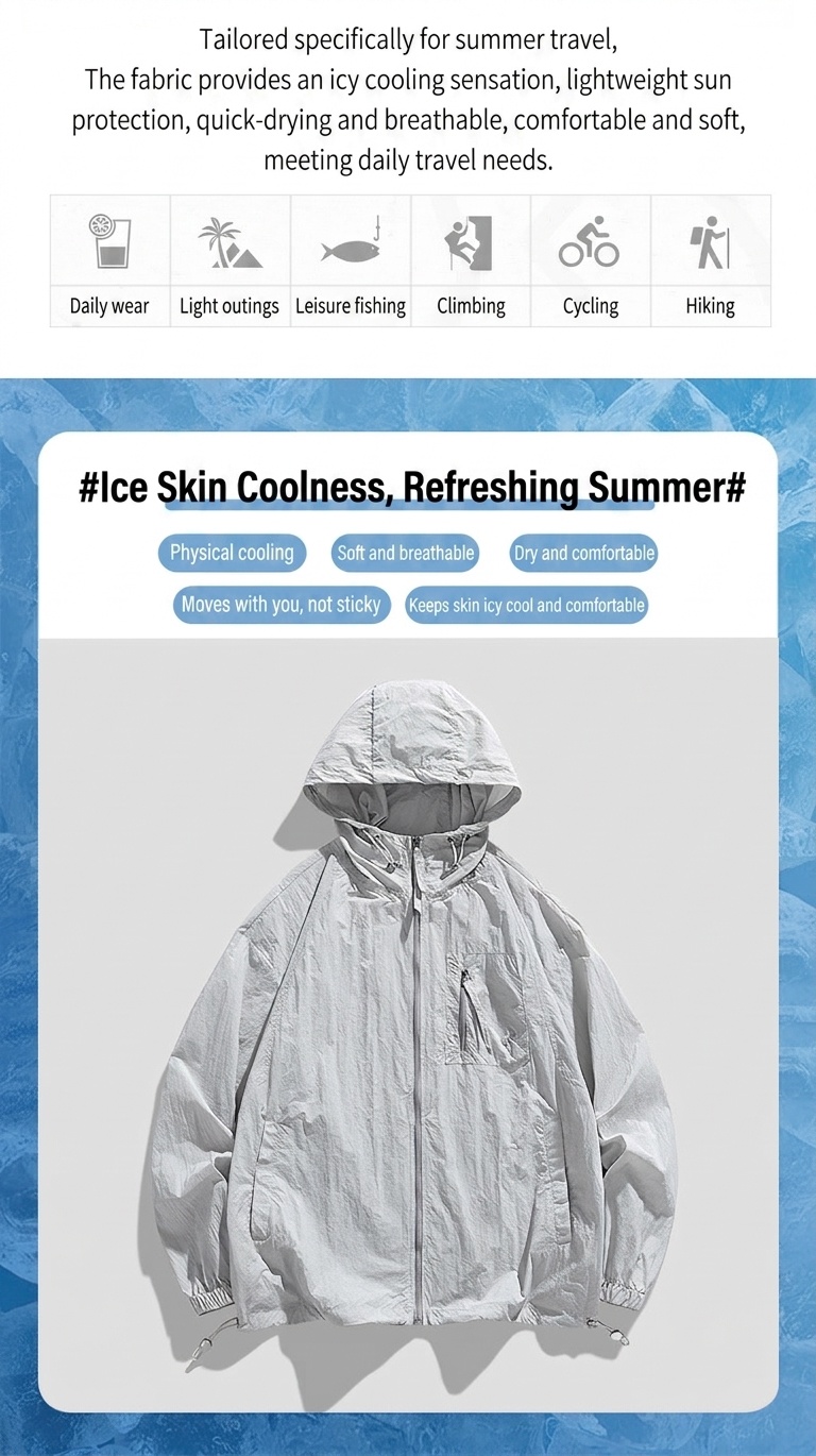 Men's Lightweight Hooded Sun Protection UPF50+ Jacket - Quick Dry
