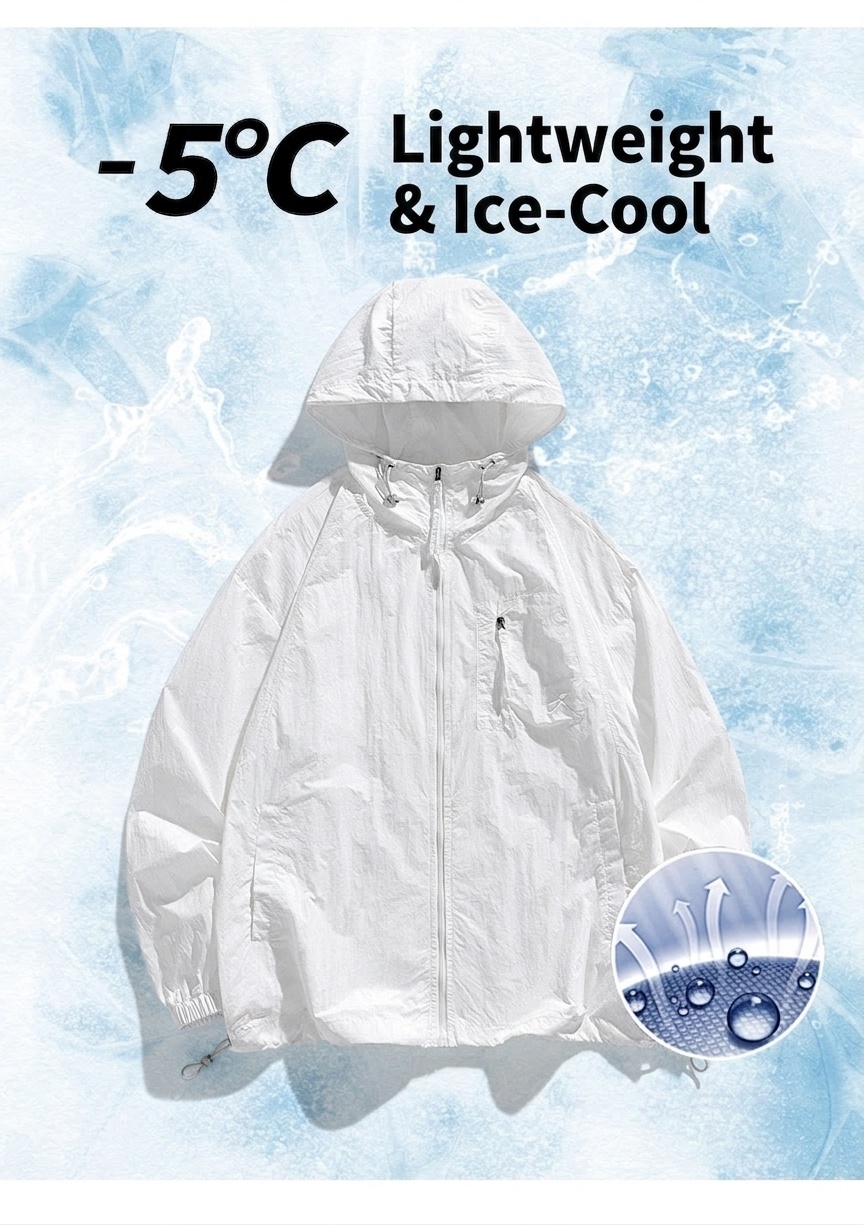 Men's Lightweight Hooded Sun Protection UPF50+ Jacket - Quick Dry
