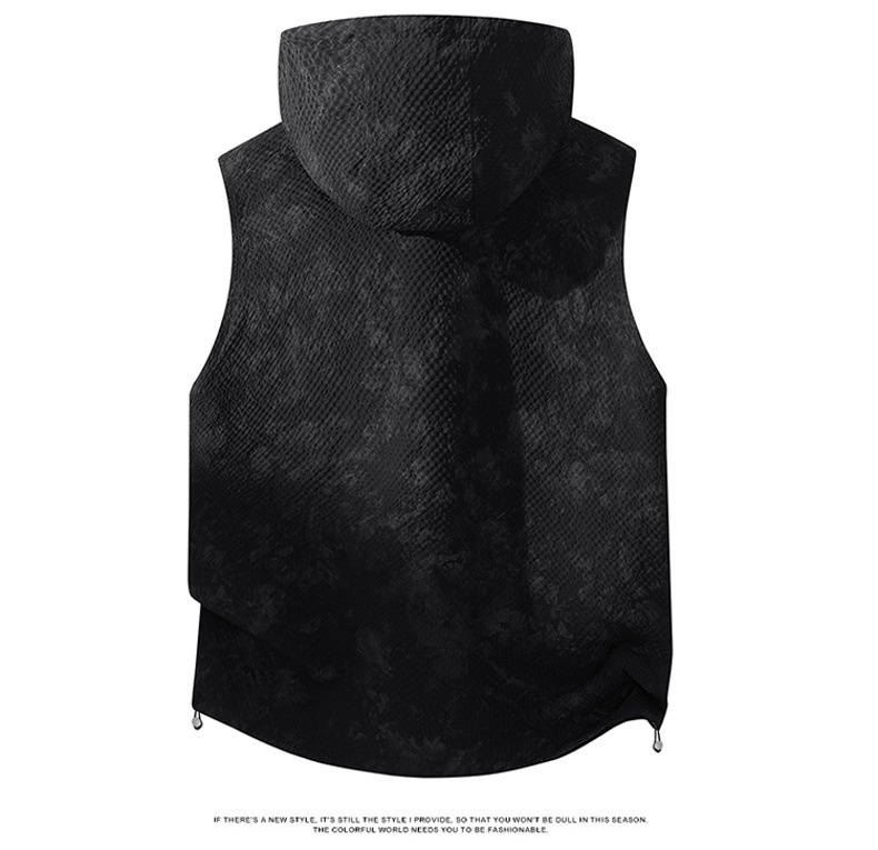 Chaleco ligero sin mangas con capucha para hombre, ideal para correr y actividades al aire libre.