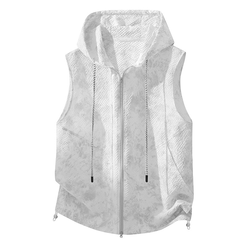 Chaleco ligero sin mangas con capucha para hombre, ideal para correr y actividades al aire libre.