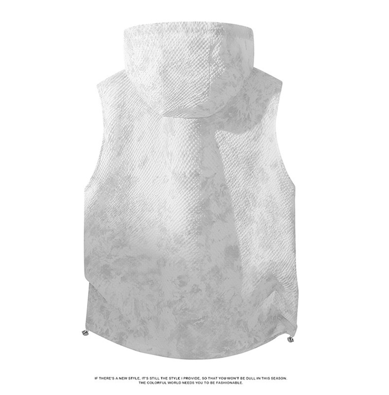 Chaleco ligero sin mangas con capucha para hombre, ideal para correr y actividades al aire libre.