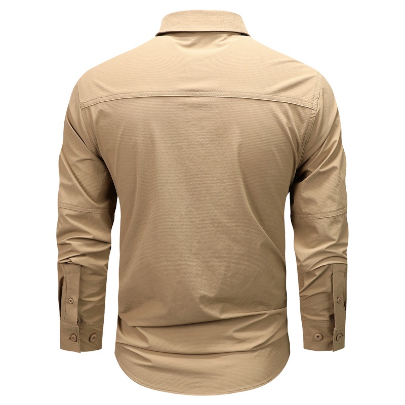 Men's Outdoor Tactical Long Sleeve Shirt with Hidden Zipped Pockets