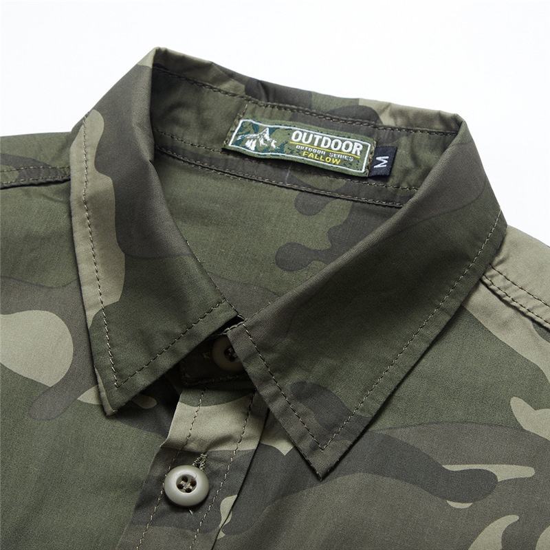 Men's Camouflage Long Sleeve Military Style Shirt