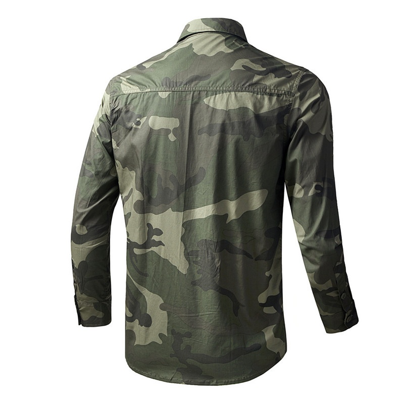 Men's Camouflage Long Sleeve Military Style Shirt