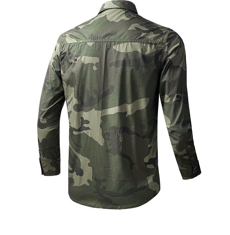 Men's Camouflage Long Sleeve Military Style Shirt