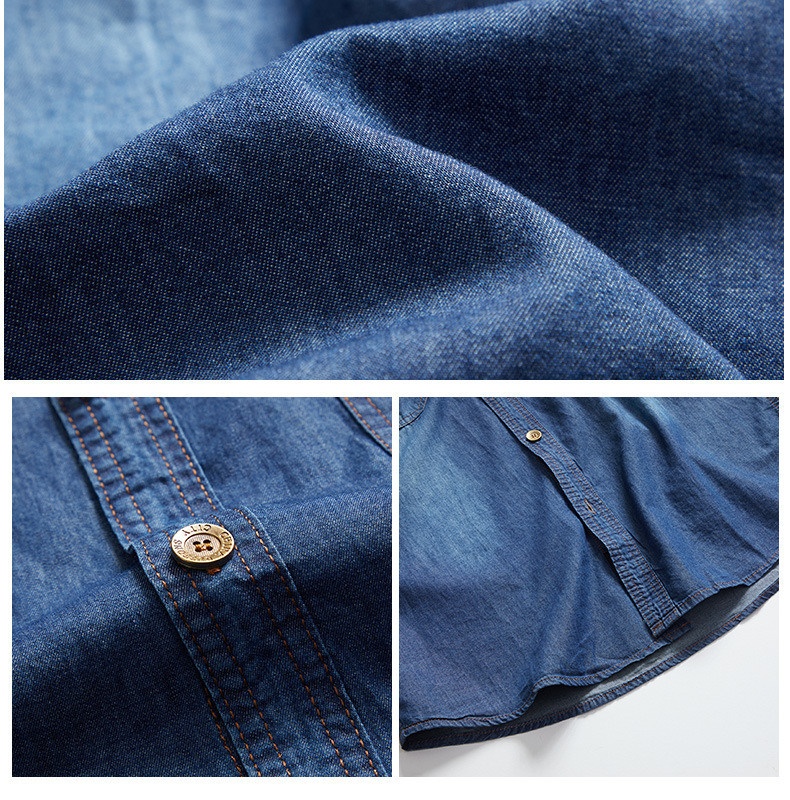 Men's Short Sleeve Denim Shirt - Casual Workwear Top