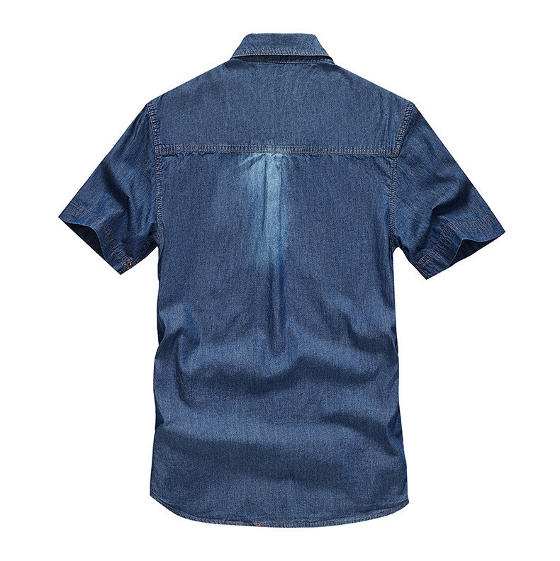 Men's Short Sleeve Denim Shirt - Casual Workwear Top