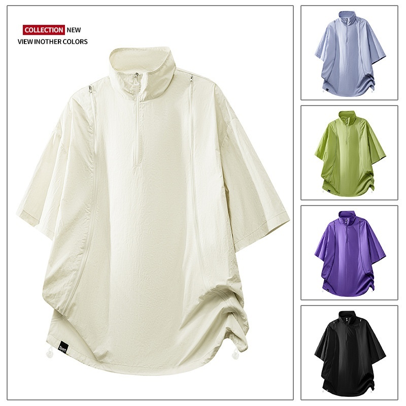 Unisex Lightweight Half-Zip Active Poncho Top