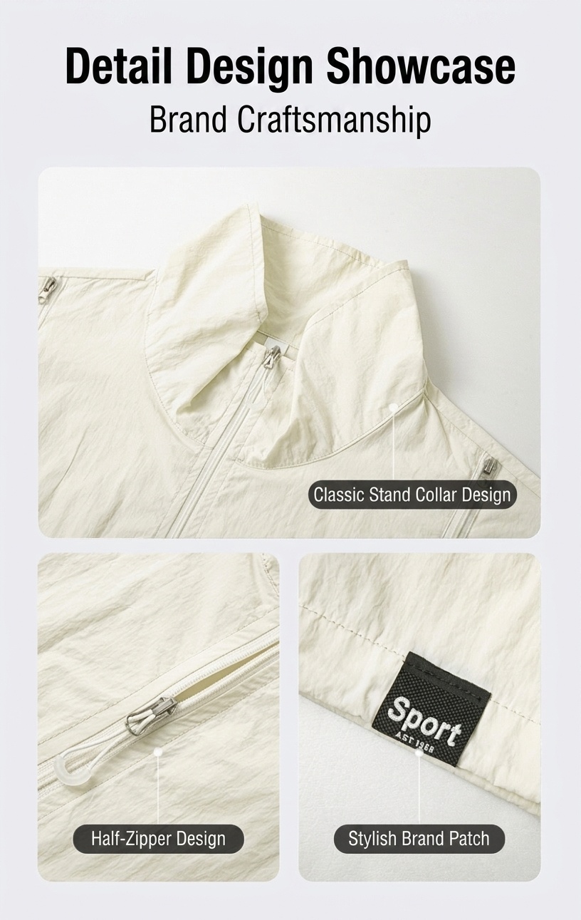Poncho deportivo unisex ligero con media cremallera.