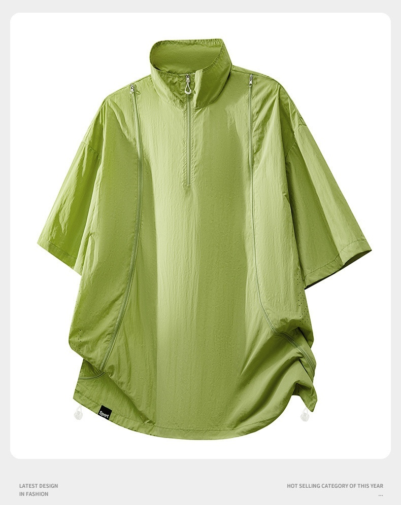 Poncho deportivo unisex ligero con media cremallera.