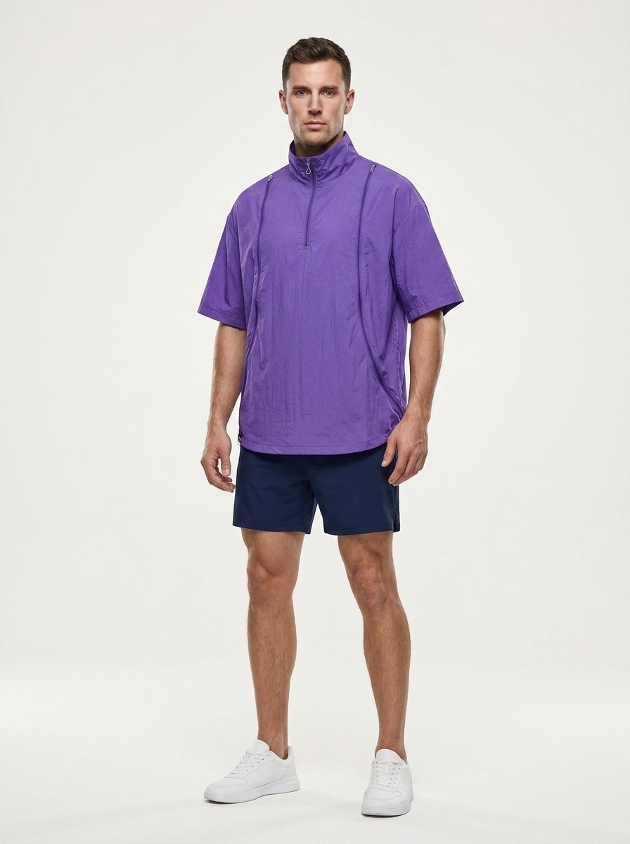 Unisex Lightweight Half-Zip Active Poncho Top