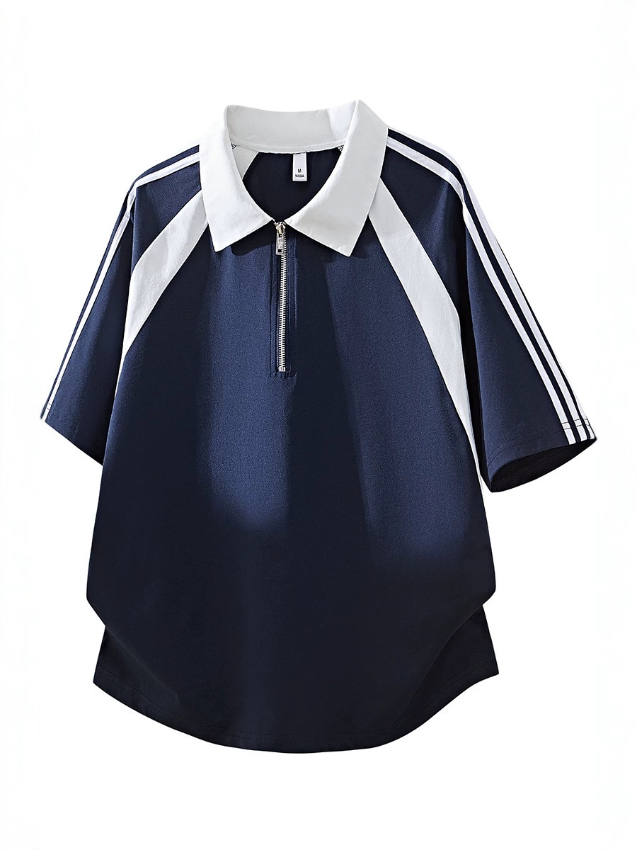 Damen-Poloshirt mit Viertelreißverschluss – Sportliches Kurzarmtop