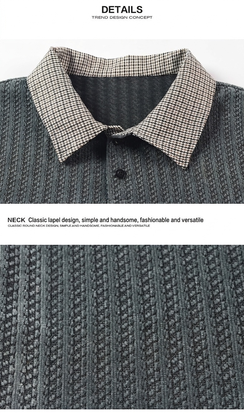 Polo informal texturizado para hombre con cuello a cuadros