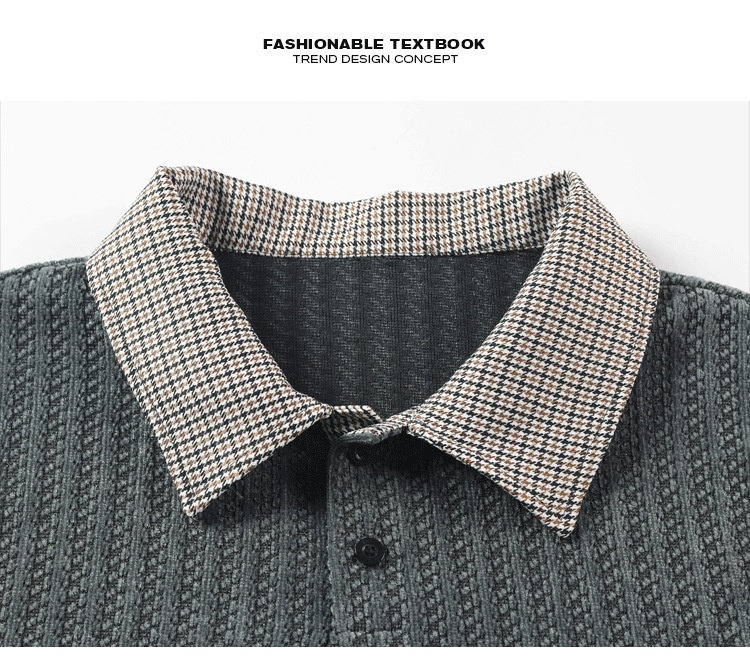 Polo informal texturizado para hombre con cuello a cuadros