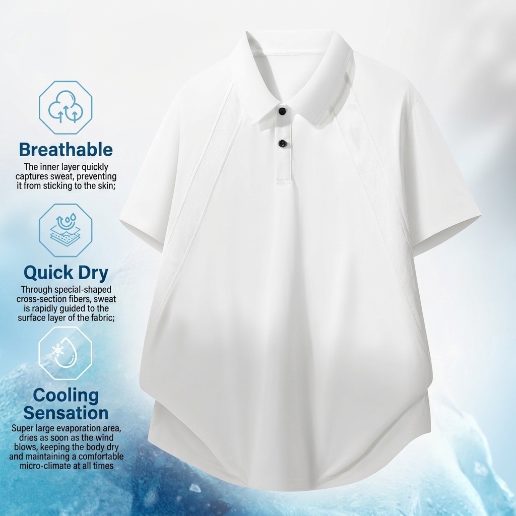 Polo de alto rendimiento de secado rápido para hombre - Ropa deportiva transpirable