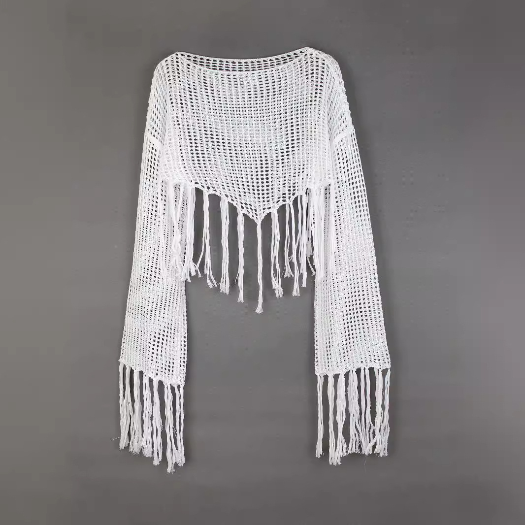 Women's Off Shoulder Long Sleeve Crochet Beach Dress Summer Spring SSU-00122