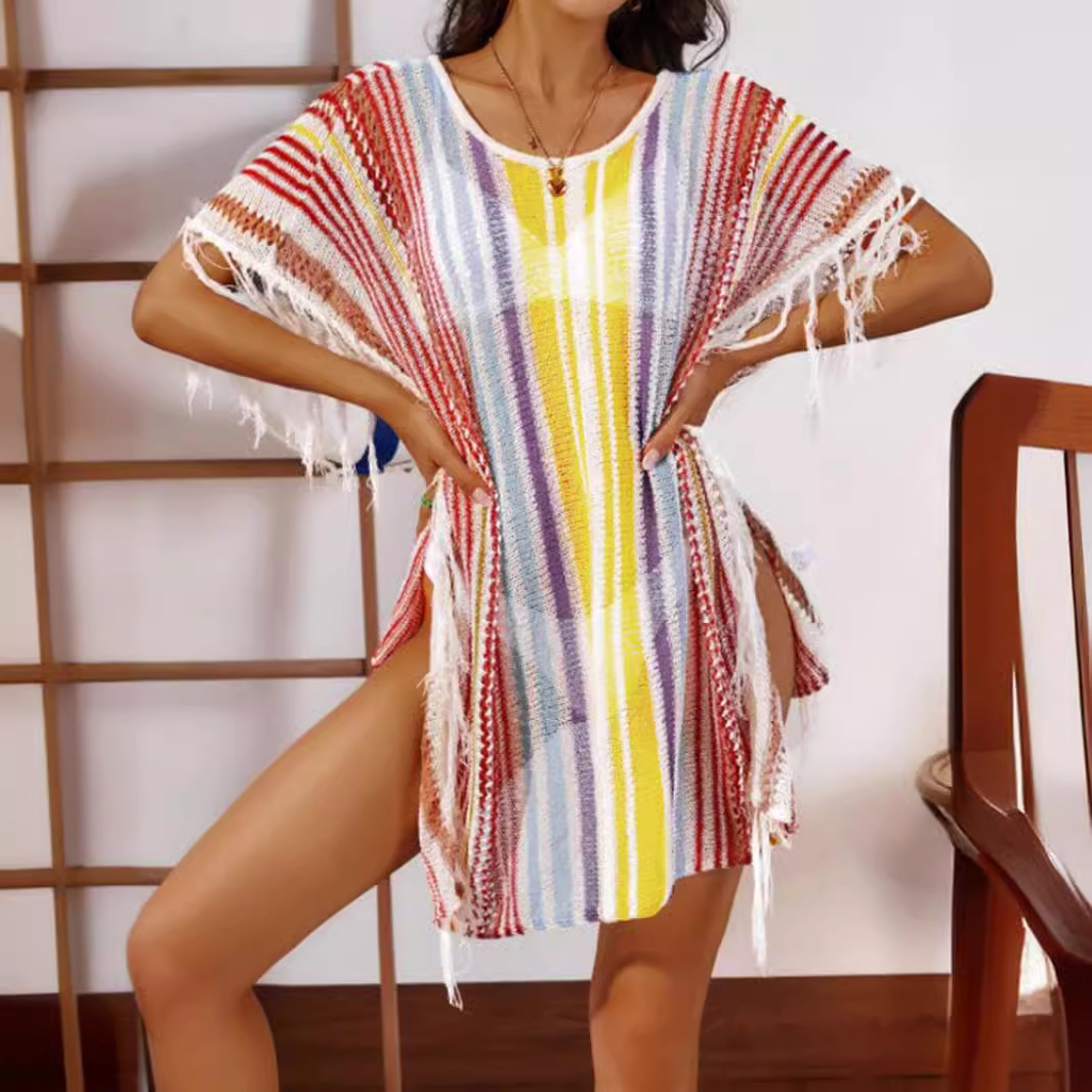 Knitted Top Women's Crew Neck Beach Cover Up SSU-00007