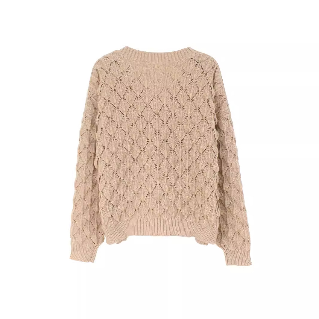 Women's V-Neck Knit Sweater Long Sleeve Pullover Autumn SSU-00106