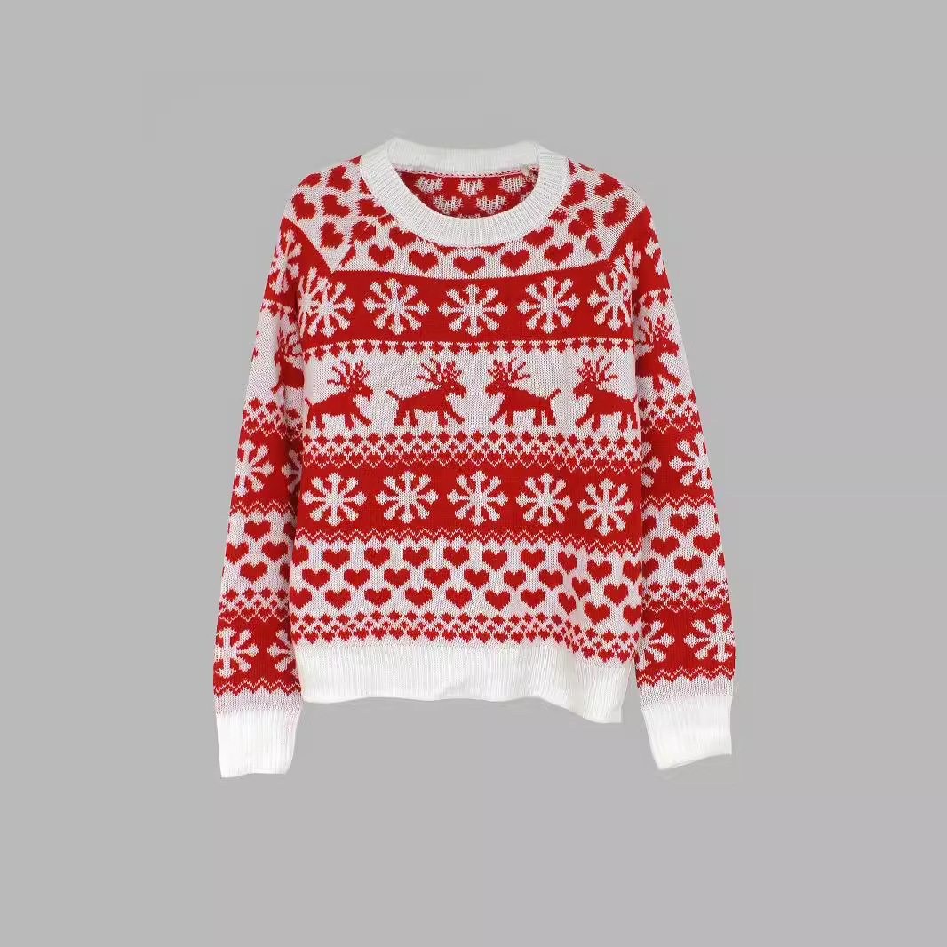 Women's Long Sleeve Crewneck Sweater Christmas Knit Top SSU-00111