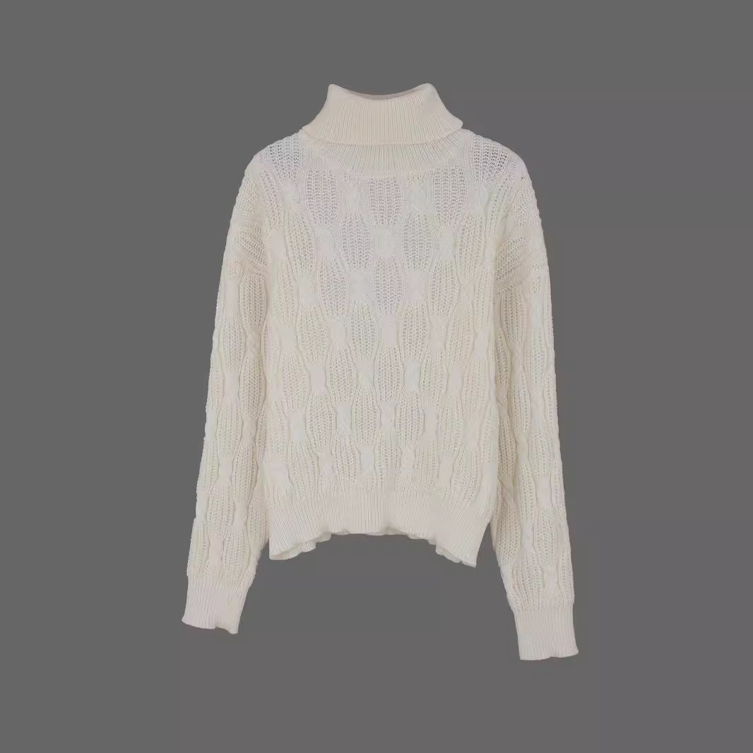 Cable Knit Sweater Women's Chunky Turtleneck Long Sleeve Autumn Top SSU-00112