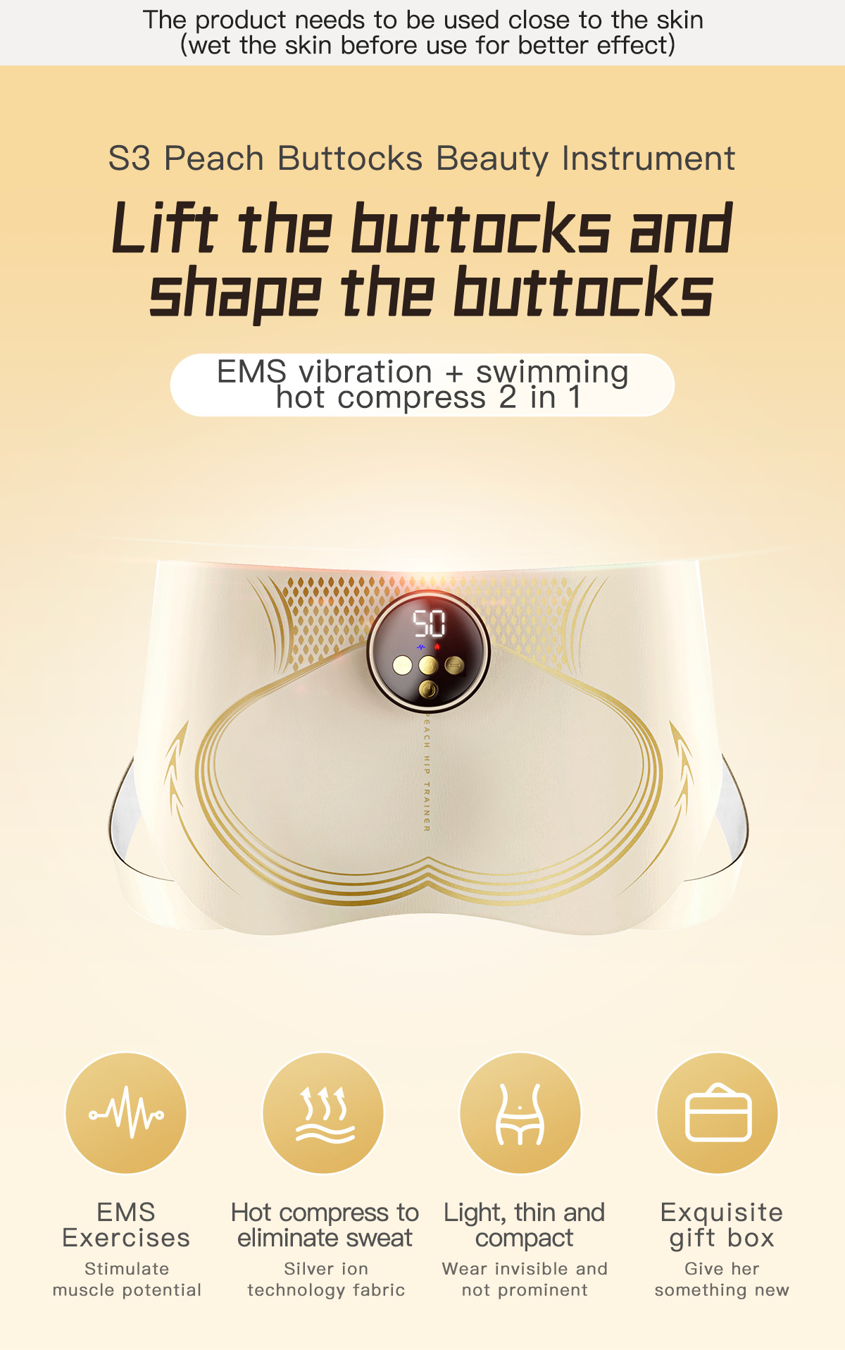 Smart EMS Hip & Buttocks Trainer with Heat & Massage