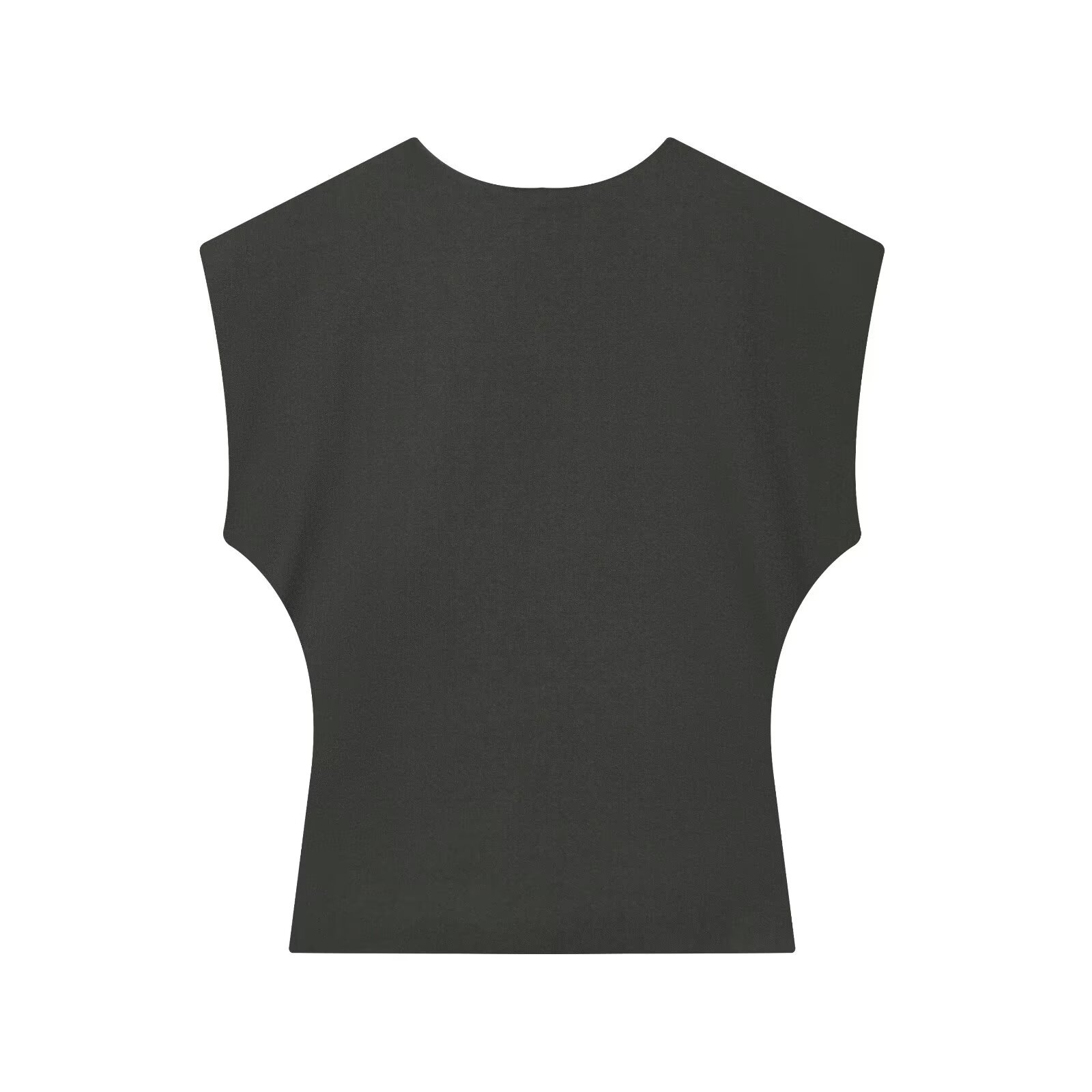 Conjunto de camiseta sin mangas con cuello en V a rayas y pantalones anchos de cintura alta KUN-00128