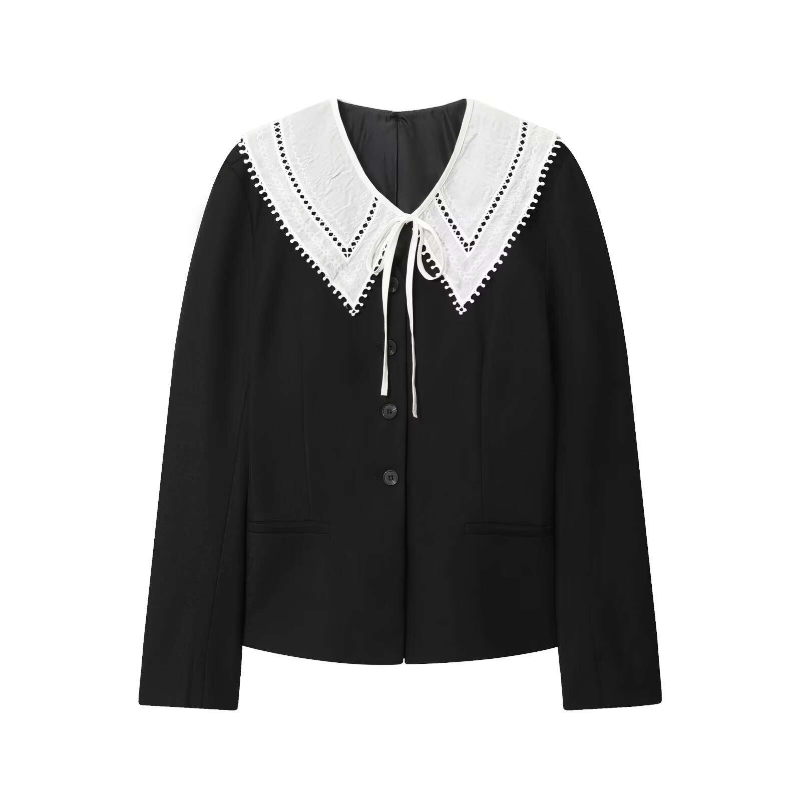 Blazer de mujer con bloques de color y cuello desmontable KUN-00034