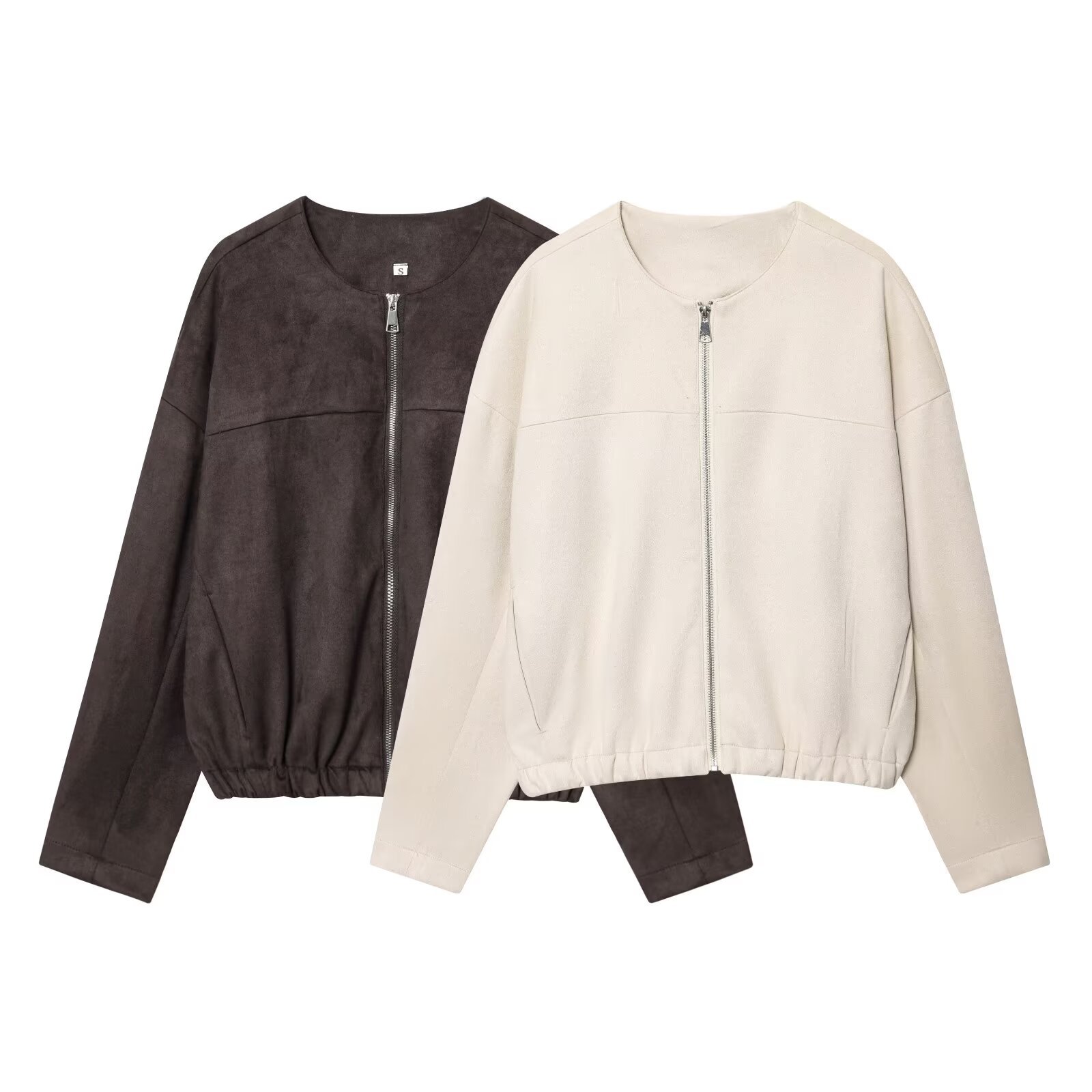 Faux Suede Bomber Jacket - European Style KUN-00216